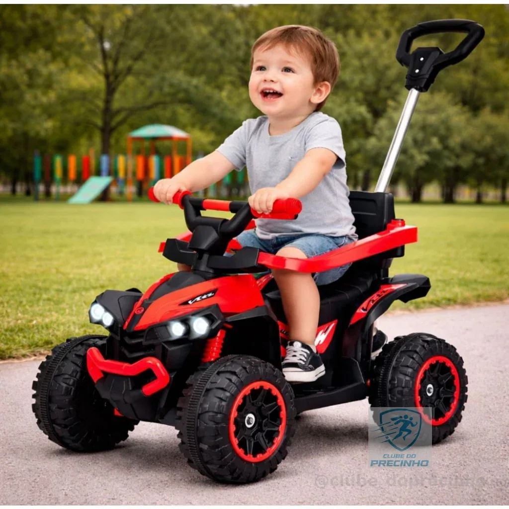 Carrinho Quadriciclo Passeio Eletrico Maral Infantil com Haste Direcionável Som Luz e Bateria 6v