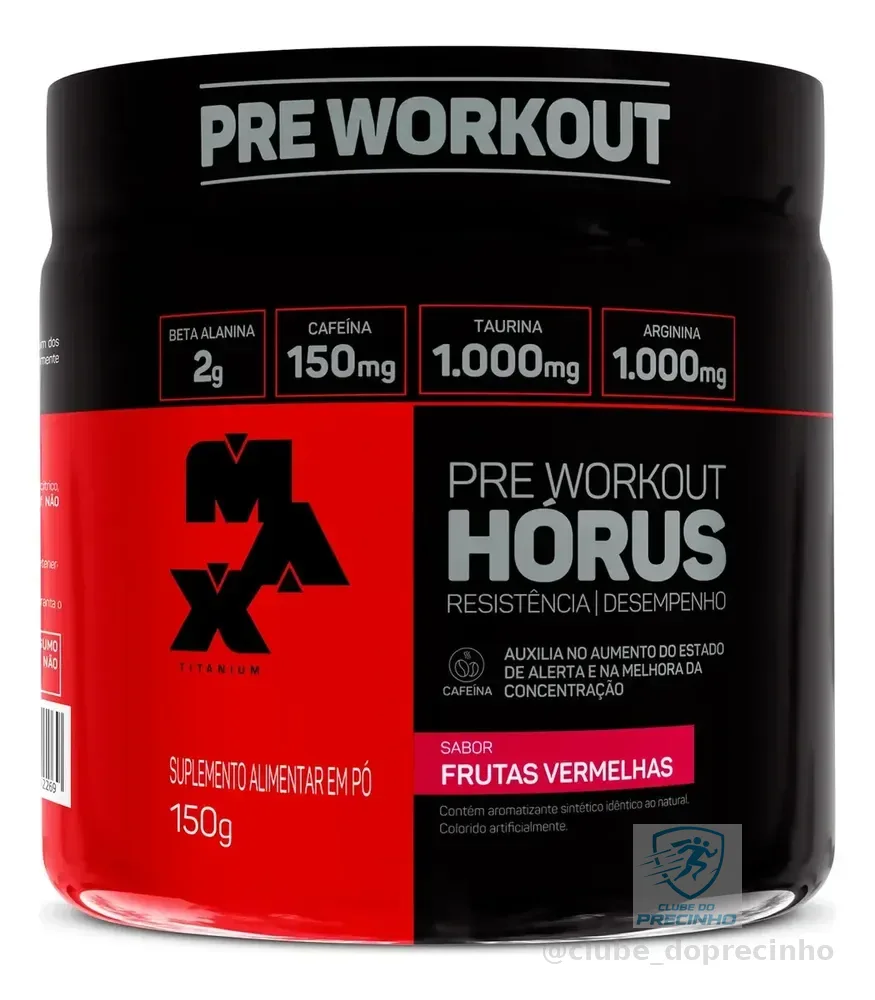 Pré Treino Hórus 150g Max Titanium Frutas Vermelhas Energia Sustentada