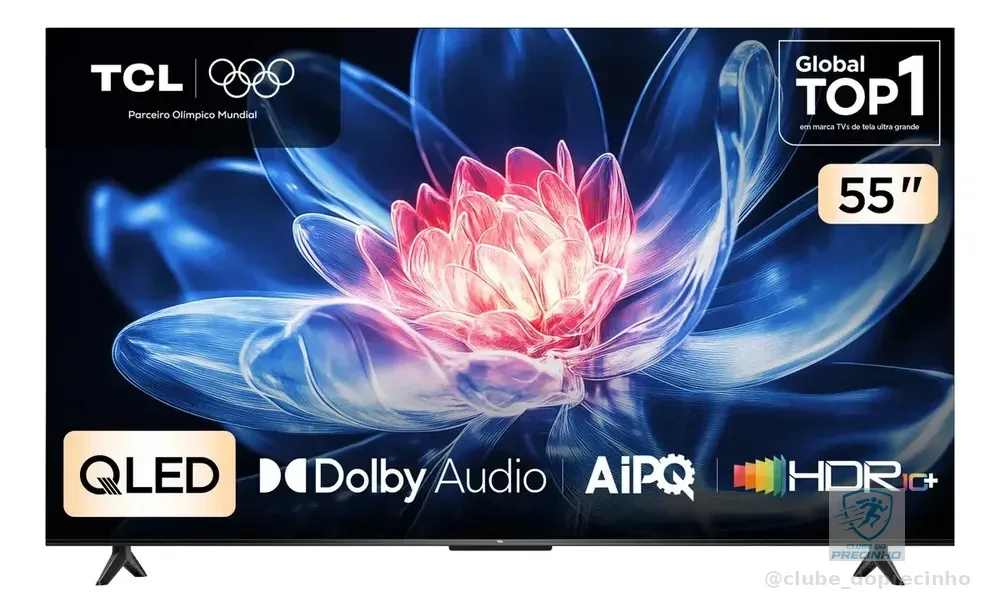 Smart TV TCL 55 Polegadas QLED 4K T6C WiFi Bluetooth Google TV Tela HVA e HDR10+ 55T6C