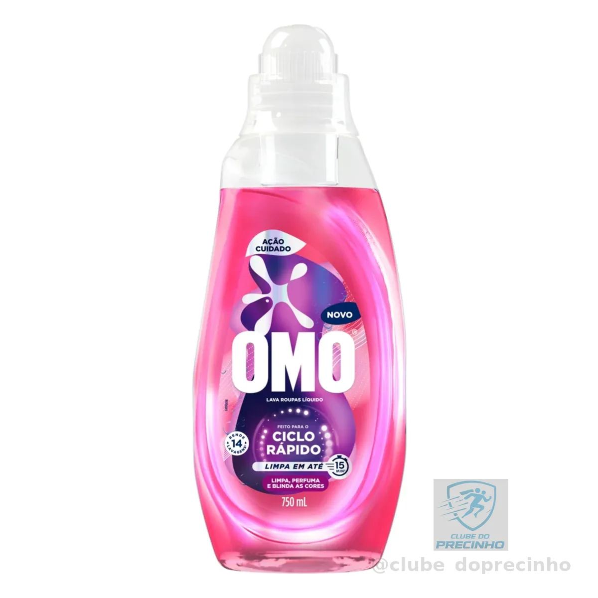 Lava-Roupas Líquido Omo Ciclo Rápido Ação Cuidado Frasco 750ml