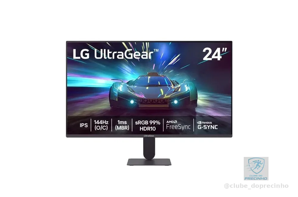 LG UltraGear Monitor Gamer 24" IPS 144Hz (O/C) 1ms (MBR) Full HD (1920x1080) HDR10 NVIDIA G-SYNC AMD FreeSync, Preto - 24G411A