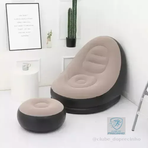 Poltrona Inflável Ultra Lounge Com Pufe Sofá Preguiçoso Cor Marrom