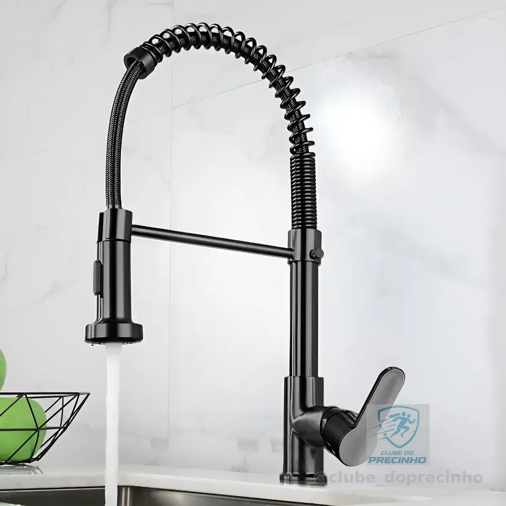Torneira Cozinha Gourmet Bancada Flexível Monocomando Pia Preto B22-black