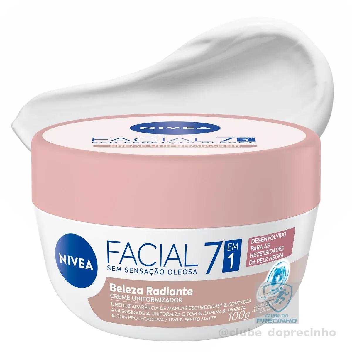 NIVEA Creme Facial Uniformizador Beleza Radiante 7 em 1 100g, Reduz Marcas Escurecidas, Controla Oleosidade, Pele Uniforme, Extrato de Pérolas, Cuidado Facial