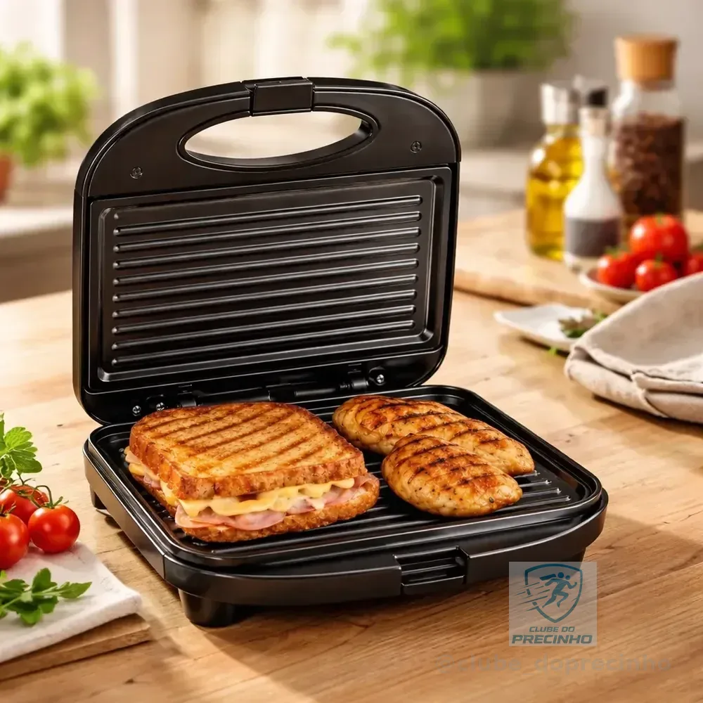 Sanduicheira Elétrica Antiaderente Grill 750w Preto 110/220v Preto 127v