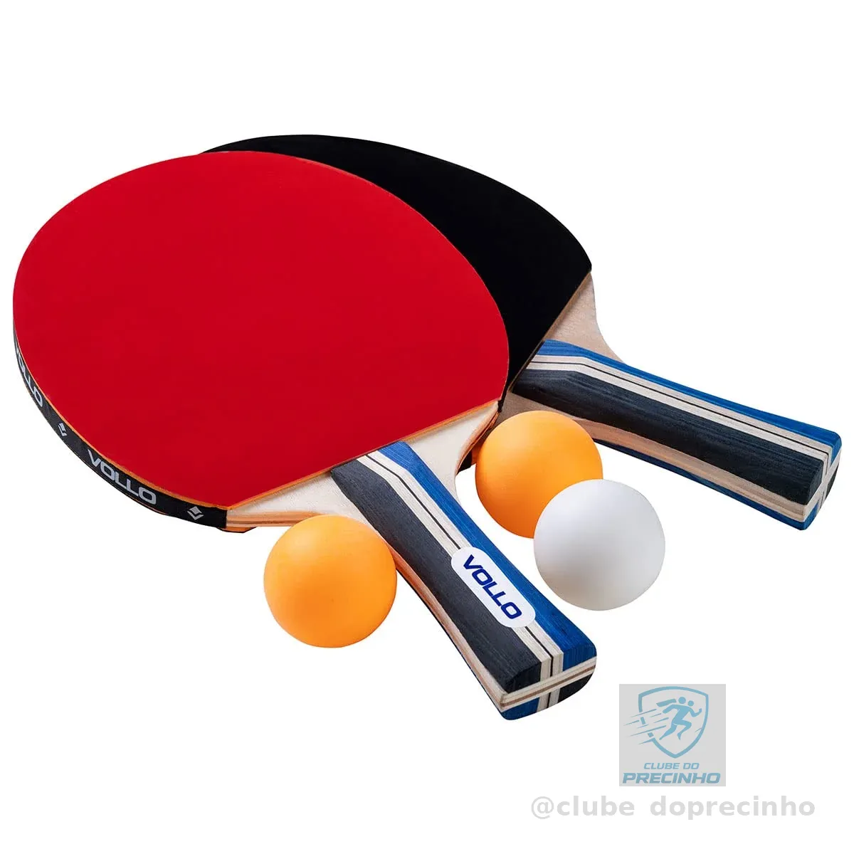 Vollo Kit Tênis de Mesa 2 Raquetes + 3 Bolas