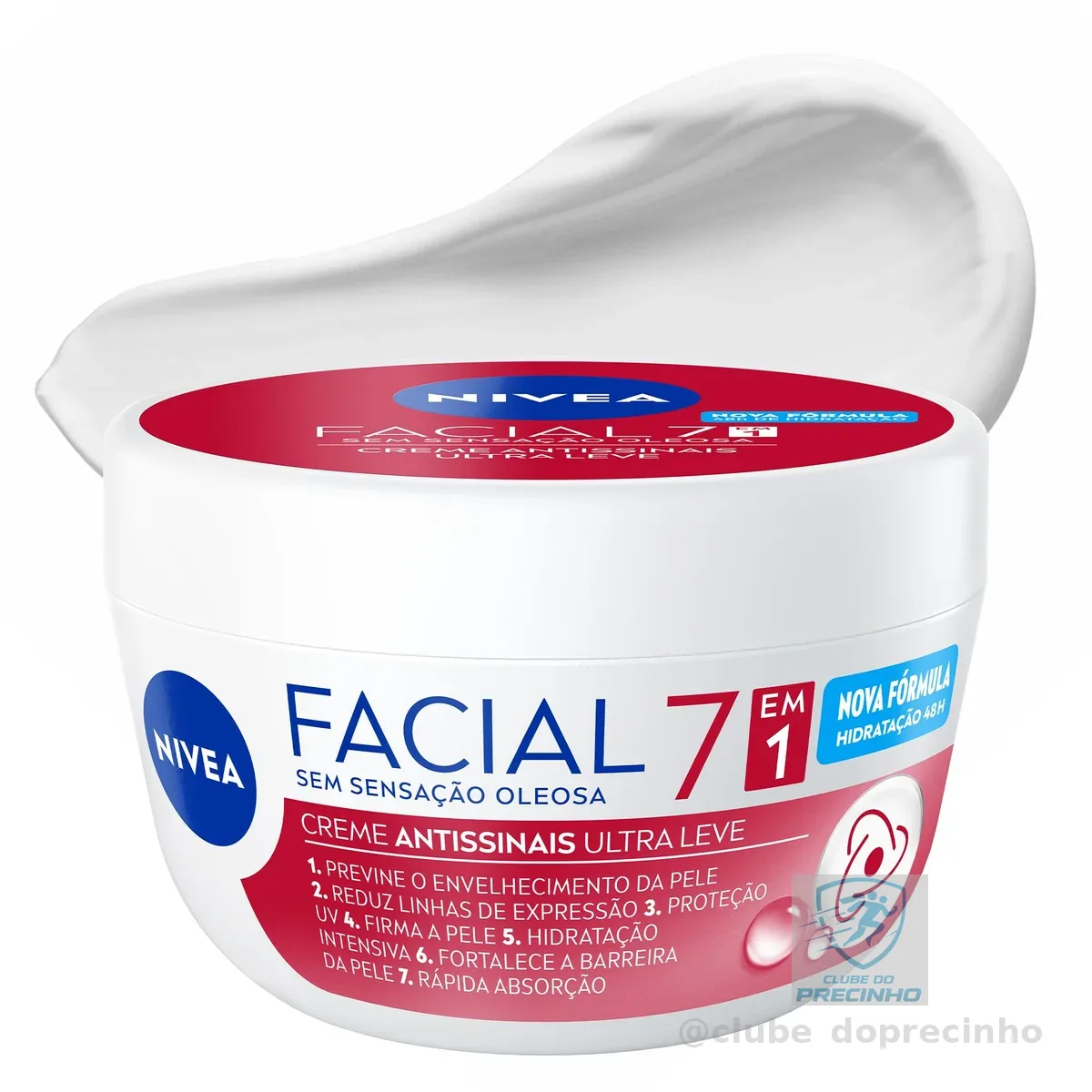 NIVEA Creme Facial Antissinais Ultraleve 7 em 1 100g, Previne Envelhecimento, Reduz Linhas Finas, Hidratação 48h, Antioxidantes, Cuidado Facial