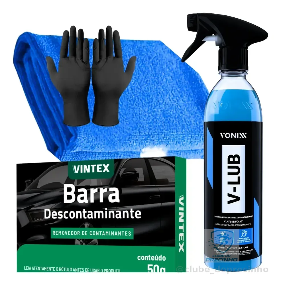 Massa Clay Bar V-bar Vonixx 50g V-lub Lubrificante Toalha