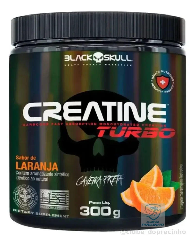 Creatina Turbo Laranja em pote 300g Black Skull Suplemento em Pó