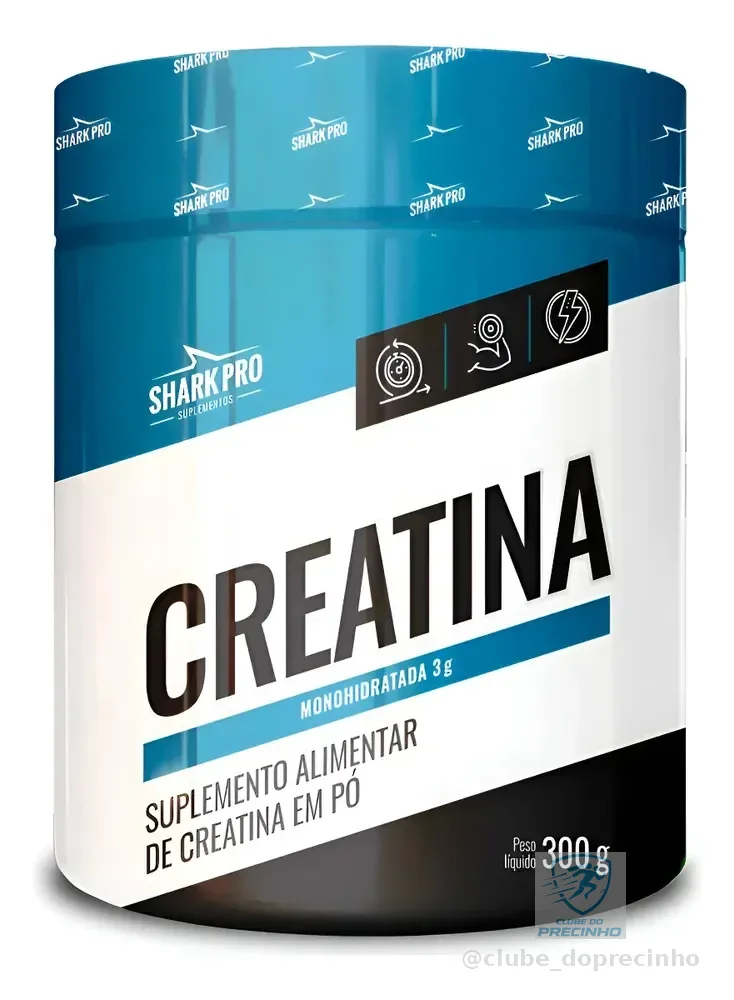 Creatina Pura 300g 100% Monohidratada - Shark Pro Sabor Natural