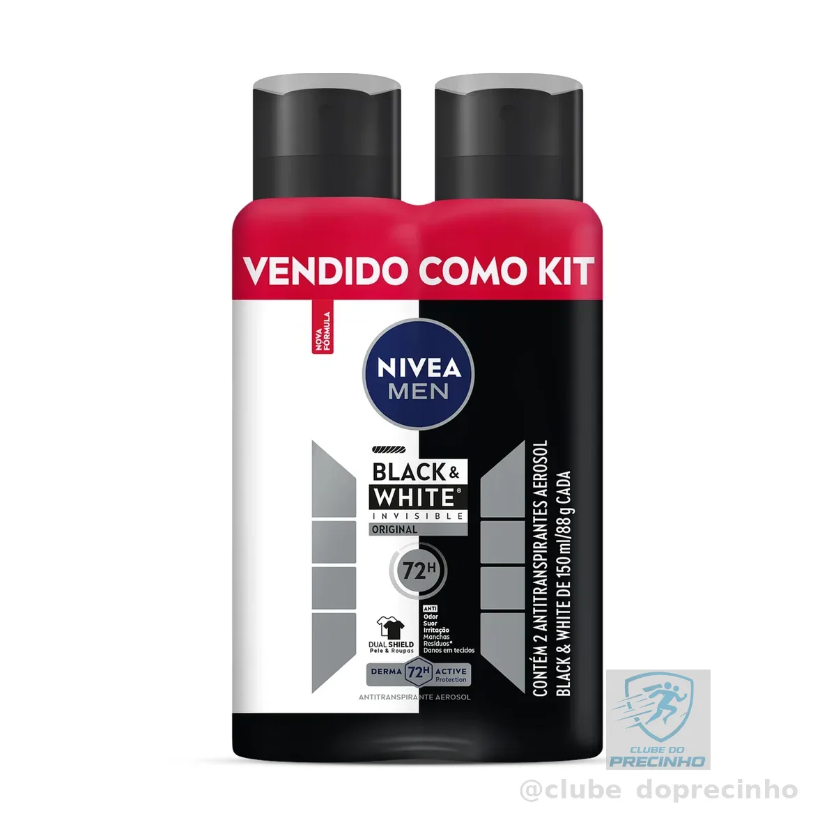 Kit NIVEA Desodorante Aerosol Men Black&White Invisible - 2 unidades