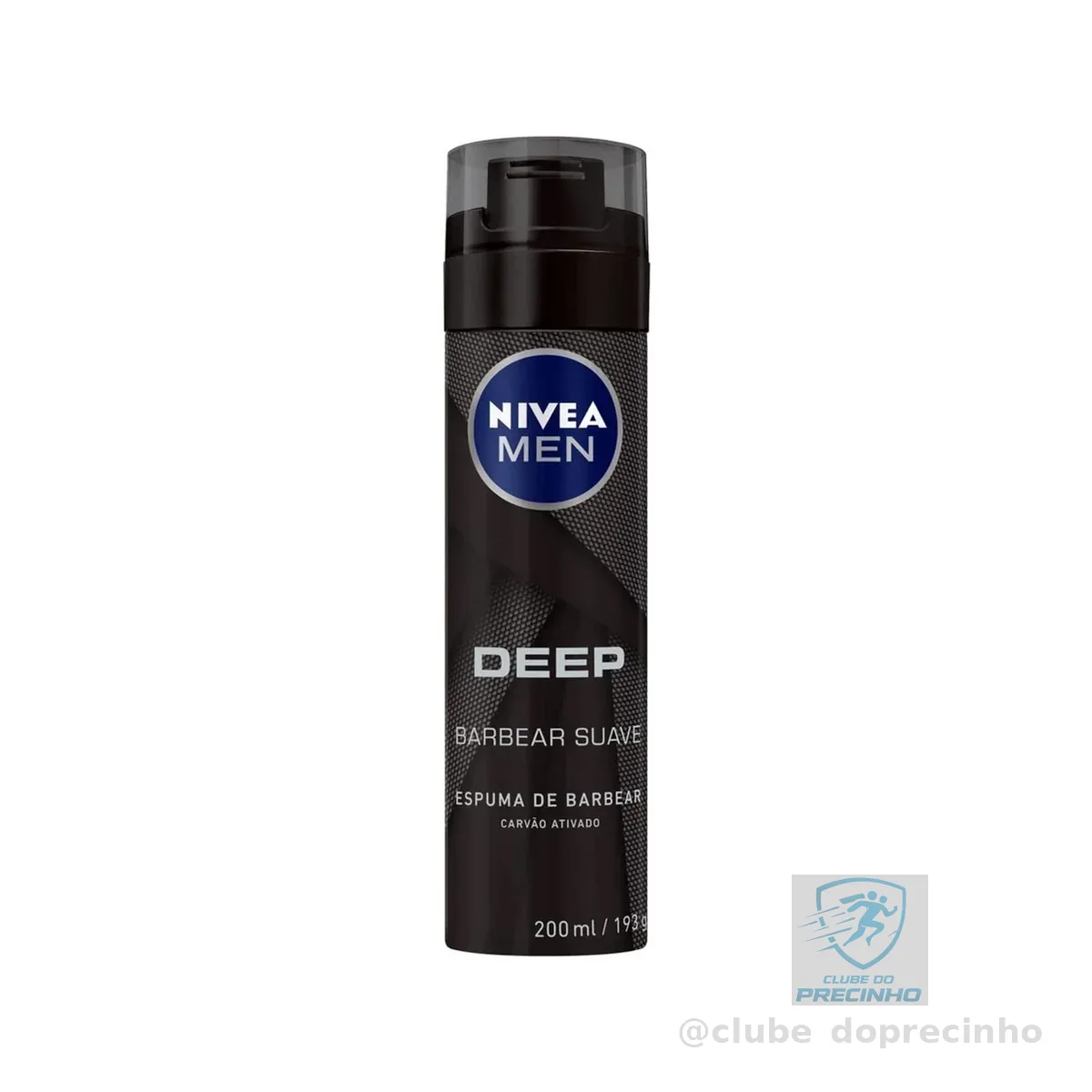 NIVEA MEN Espuma de Barbear Deep 200ml, Pele Limpa, Previne Irritações, Carvão Ativado, Deslizamento Suave
