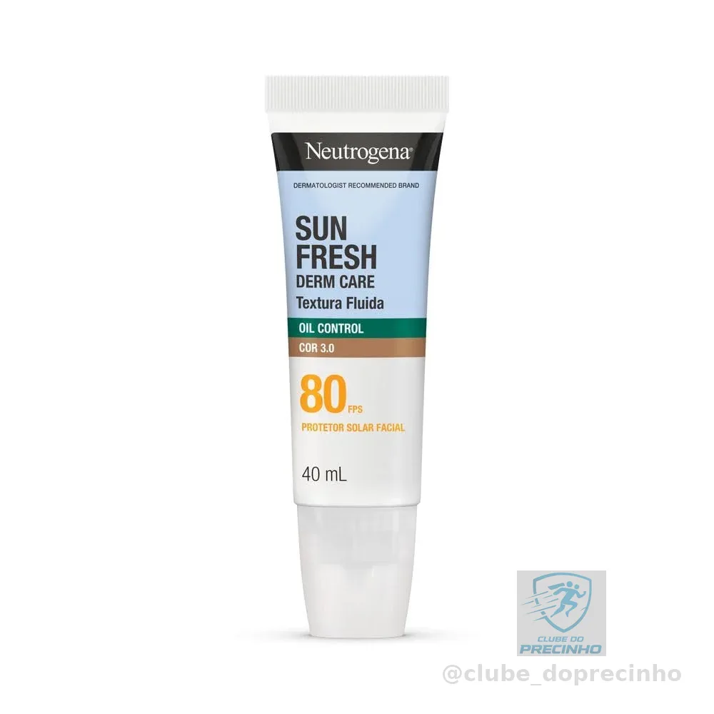 Neutrogena Sun Fresh Derm Care Oil Control Fluido, Cor 3.0, FPS 80, 40mL
