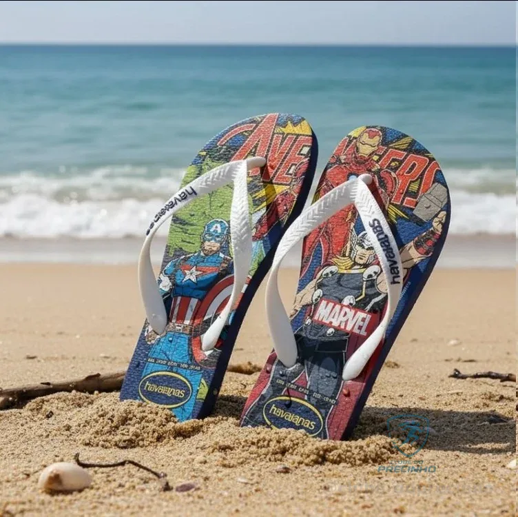 Chinelo Havaianas Marvel Vingadores Sandalia Top Original Azul 43-44 Br