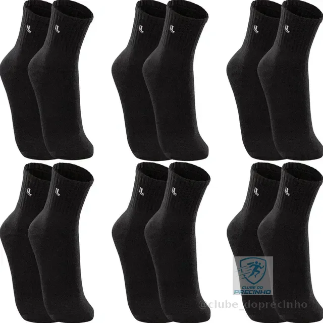 Kit 6 Pares Meias Lupo Cano Médio Esportivas Academia