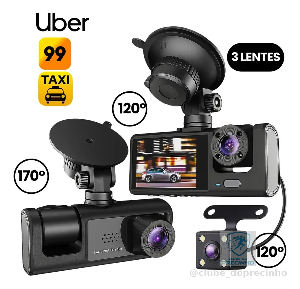3 Câmera Wifi Automotiva Veicular Carro Com Hd Noturna 1080p Icarbonx