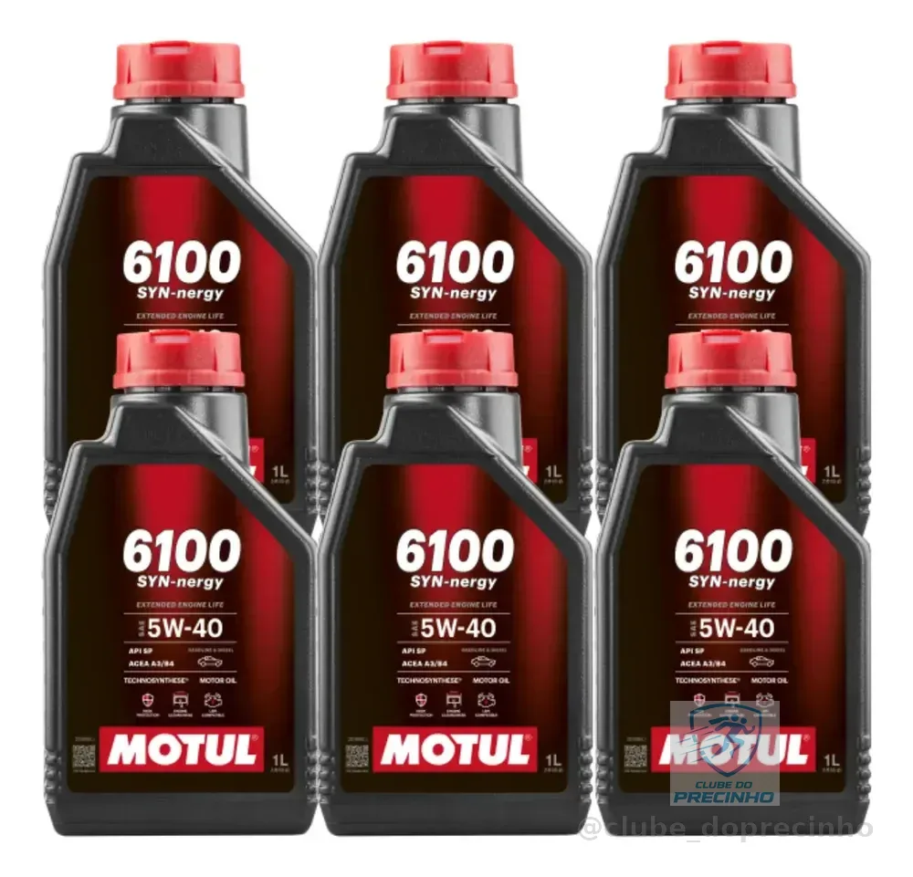 Kit 6 Litros Óleo Motul 6100 Syn-nergy 5w-40 Carro