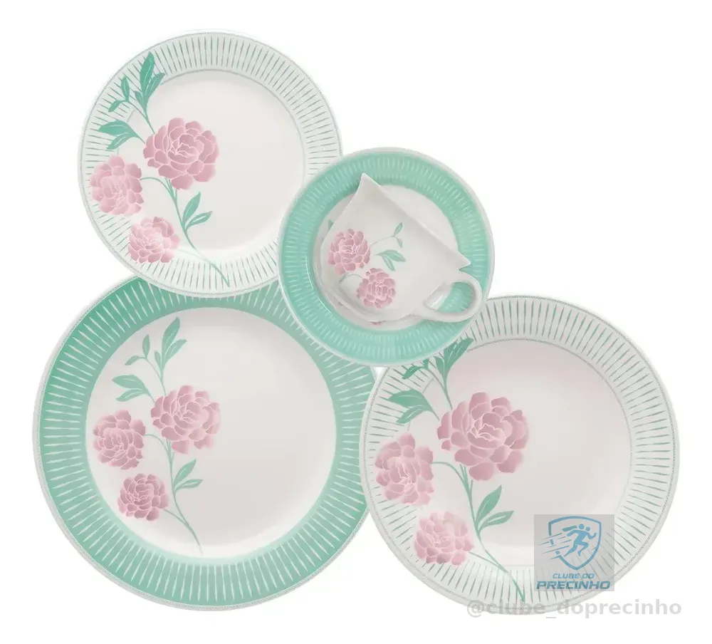 Aparelho De Jantar E Chá 20 Pçs Biona Donna Bloom Multicor