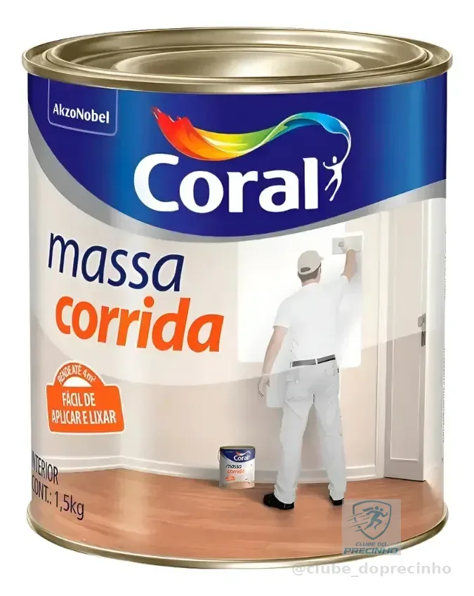 Massa Corrida Coral Pva Fácil Aplicação Branca 1,5kg
