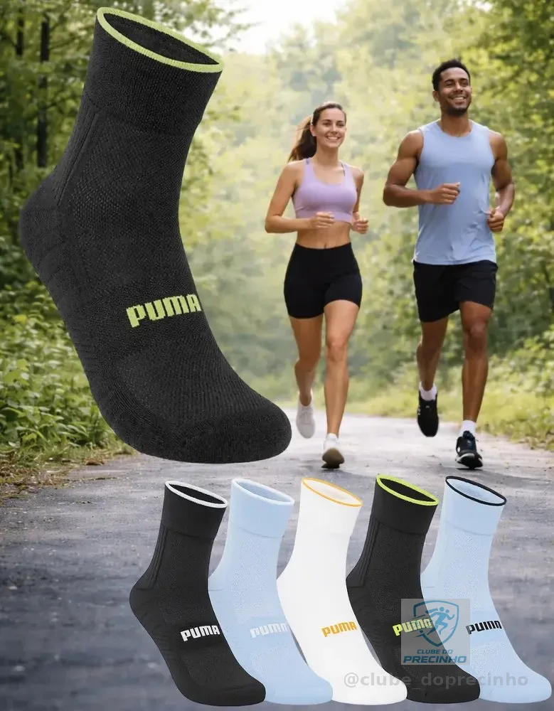 Meia Puma Poliamida Esportiva Corrida Dry Fit Ciclismo Sport Grafite G (39-44)