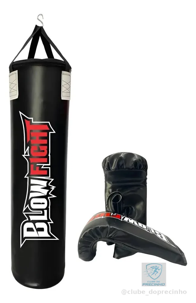 Saco De Box 90 Cm Profissional + Luva Bate Saco Preto