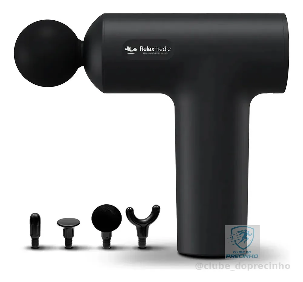 Pistola Massageadora Portátil 5 Velocidades Relaxmedic Preto