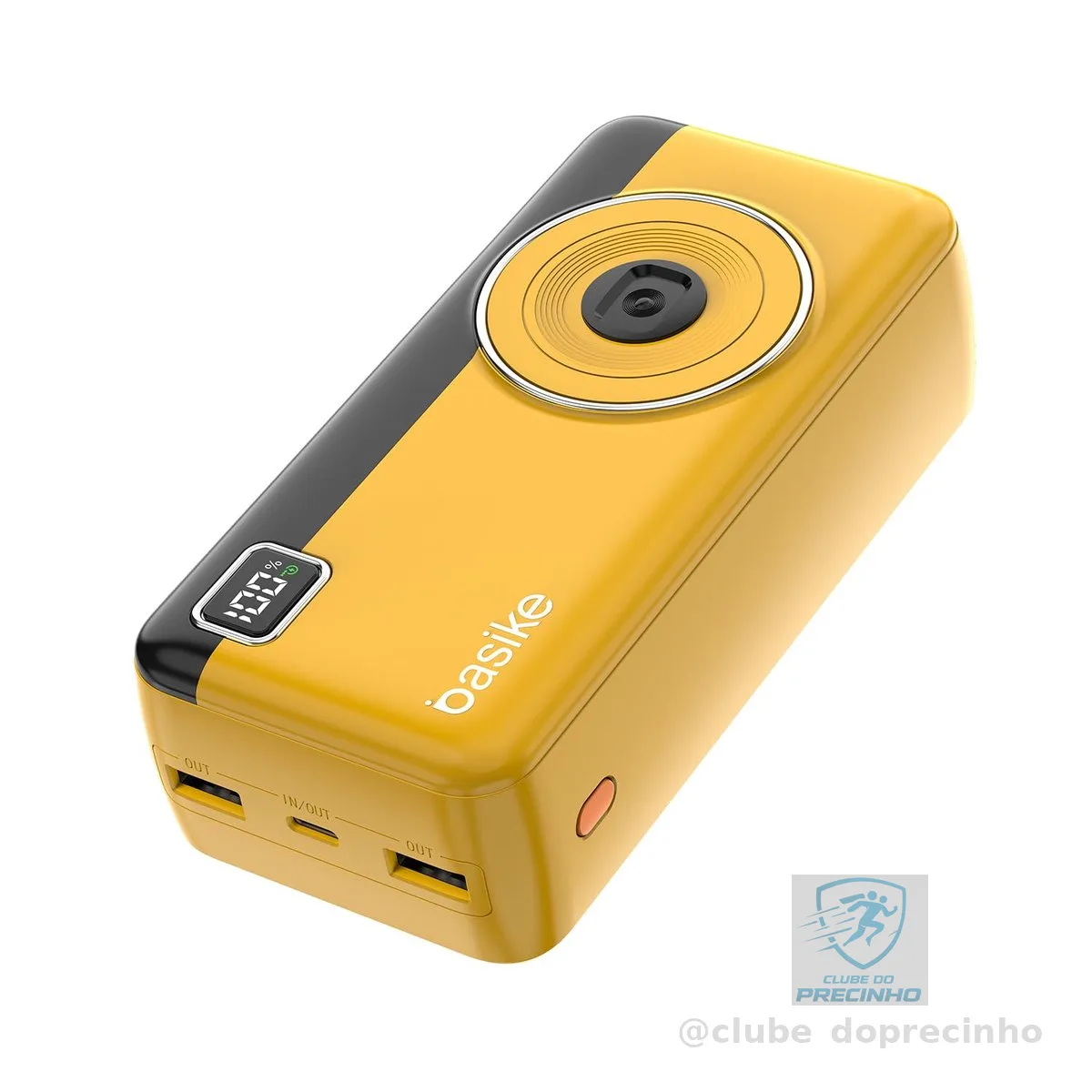 Power Bank 30000mAh, Basike Carregador Portátil com Cabo(Amarelo)
