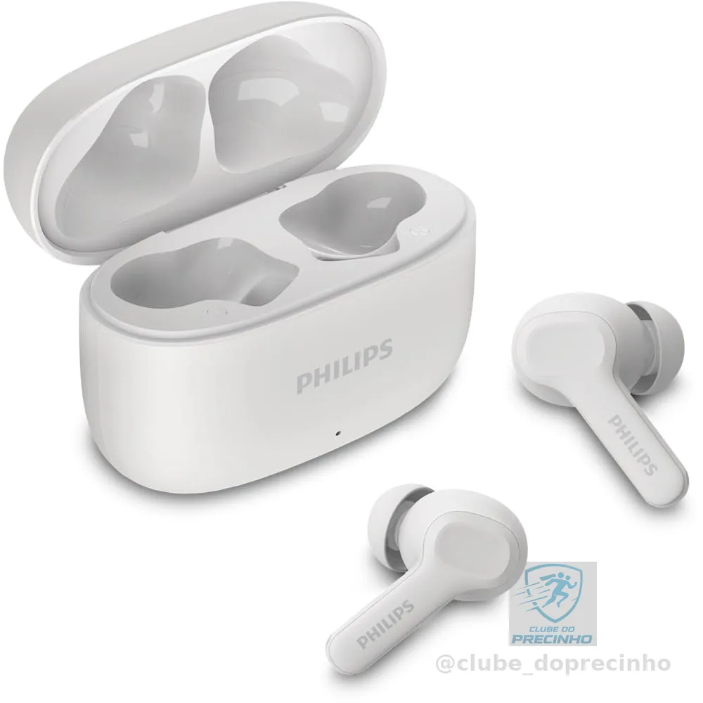 PHILIPS, Fone de Ouvido Sem Fio TWS, TAT1109WT/00, Bluetooth, Com Microfone, Até 24 horas de bateria, Branco