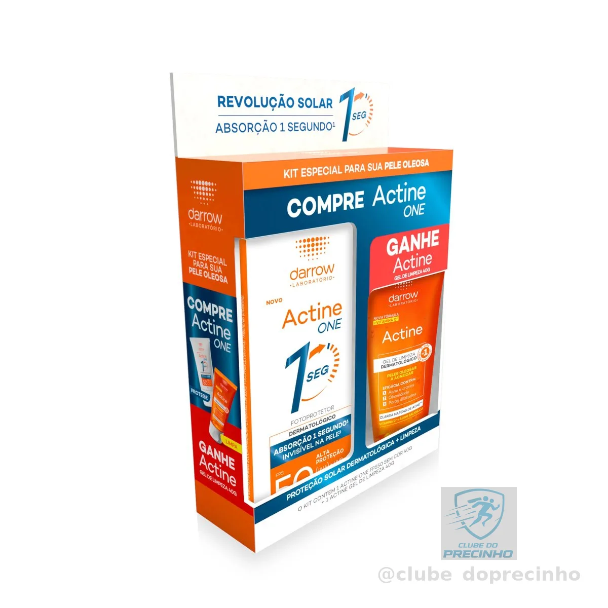 Kit Facial Darrow Protetor Solar Actine One FPS50 sem cor 40g + Actine Gel de Limpeza 40g