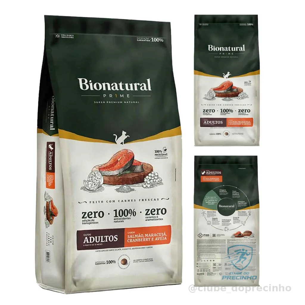 Ração Bionatural Prime para Gatos Adultos sabor Salmão 20 KG