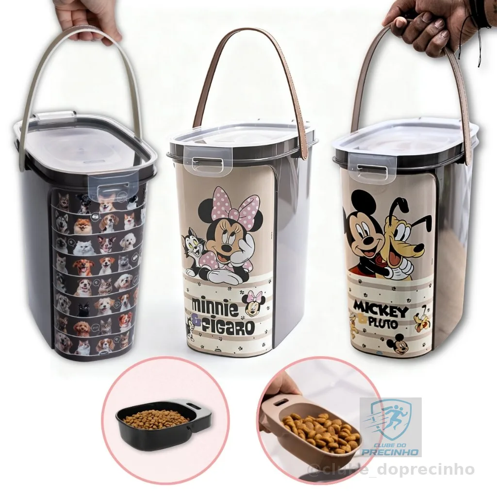 Porta Ração Dispenser Pote Tampa Hermética Dosador Cachorro Gato Balde Pet Vedação Anti Formiga
