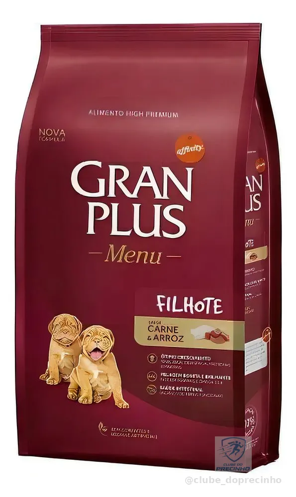 Ração Seca Gran Plus Menu Seca Filhote Cão Sabor Carne e Arroz 15kg