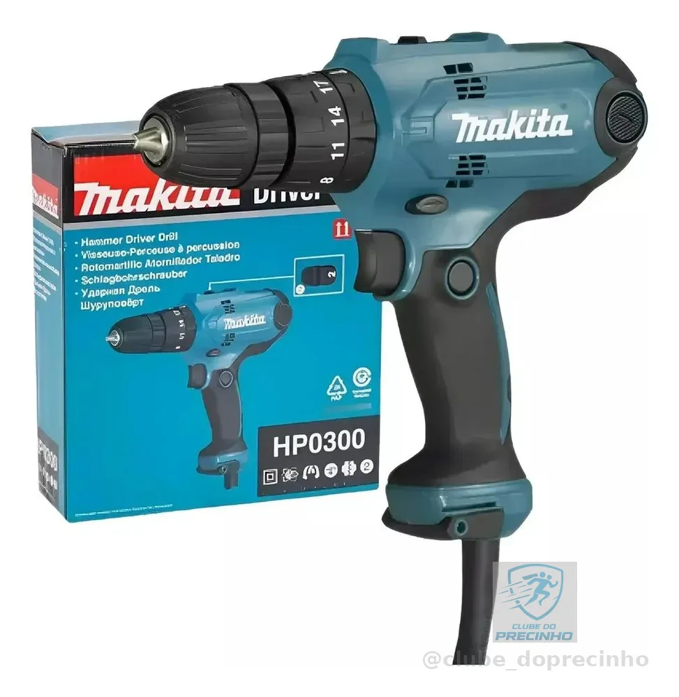 Parafusadeira Furadeira De Impacto 320 Watts Hp0300 Makita Cor Azul
