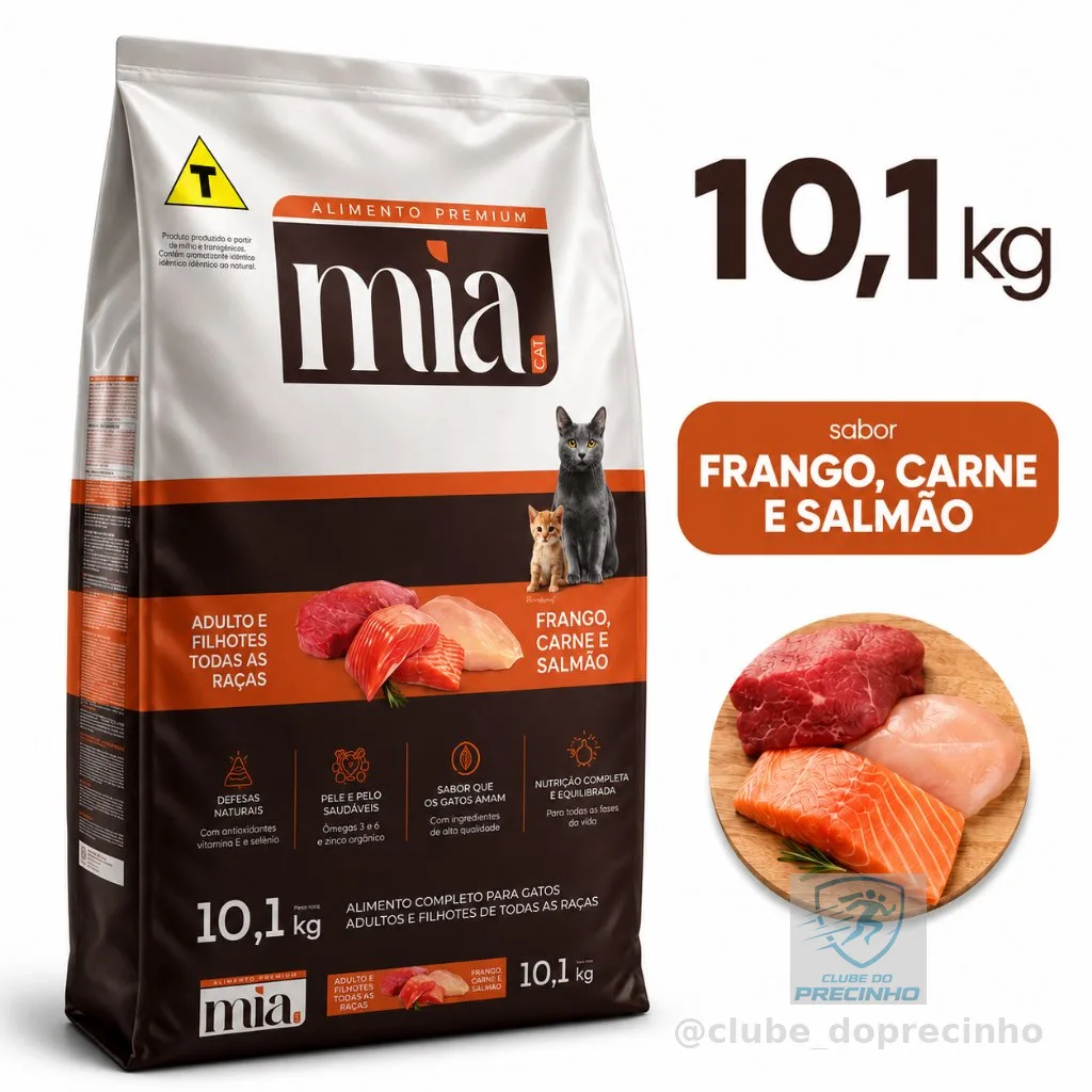 Ração Gato MiaCat Todas As Raças Filhote e Adulto 27g Proteína Sem Corante