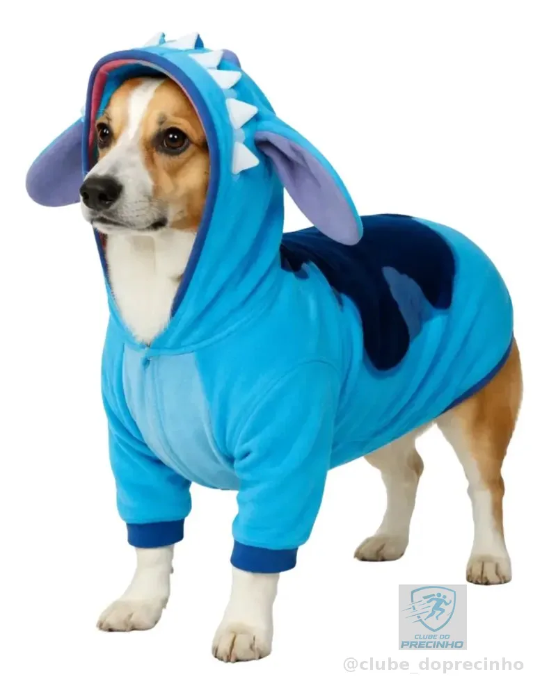 Roupa Quentinha Cachorro Grande Fantasia Stitch Pitbull Gg G Tamanho 18 Stitch