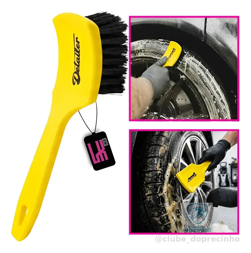 Escova Limpa Pneu Borracha Cerdas Duras Resistente Detailer