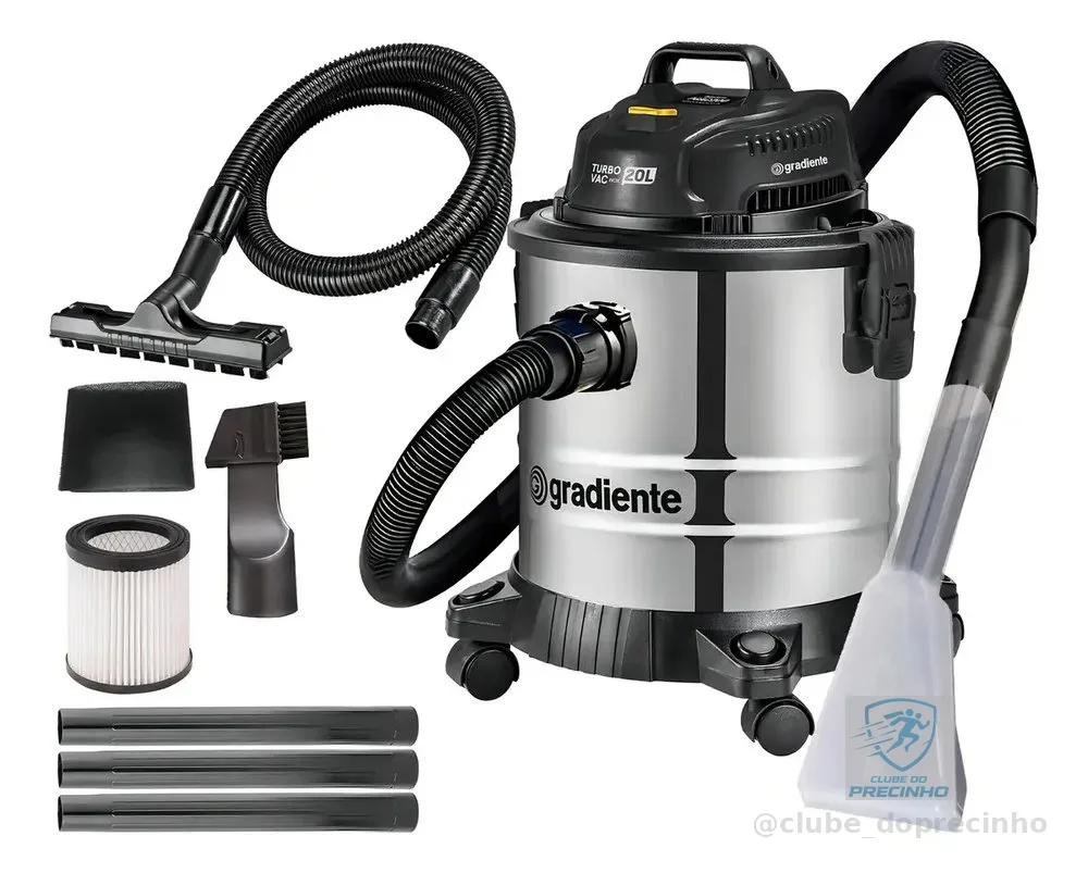 Aspirador De Pó E Água Inox Multiuso Soprador Com Bico Extratora 20l 1200w Turbo Vac Pgac200 Gradiente