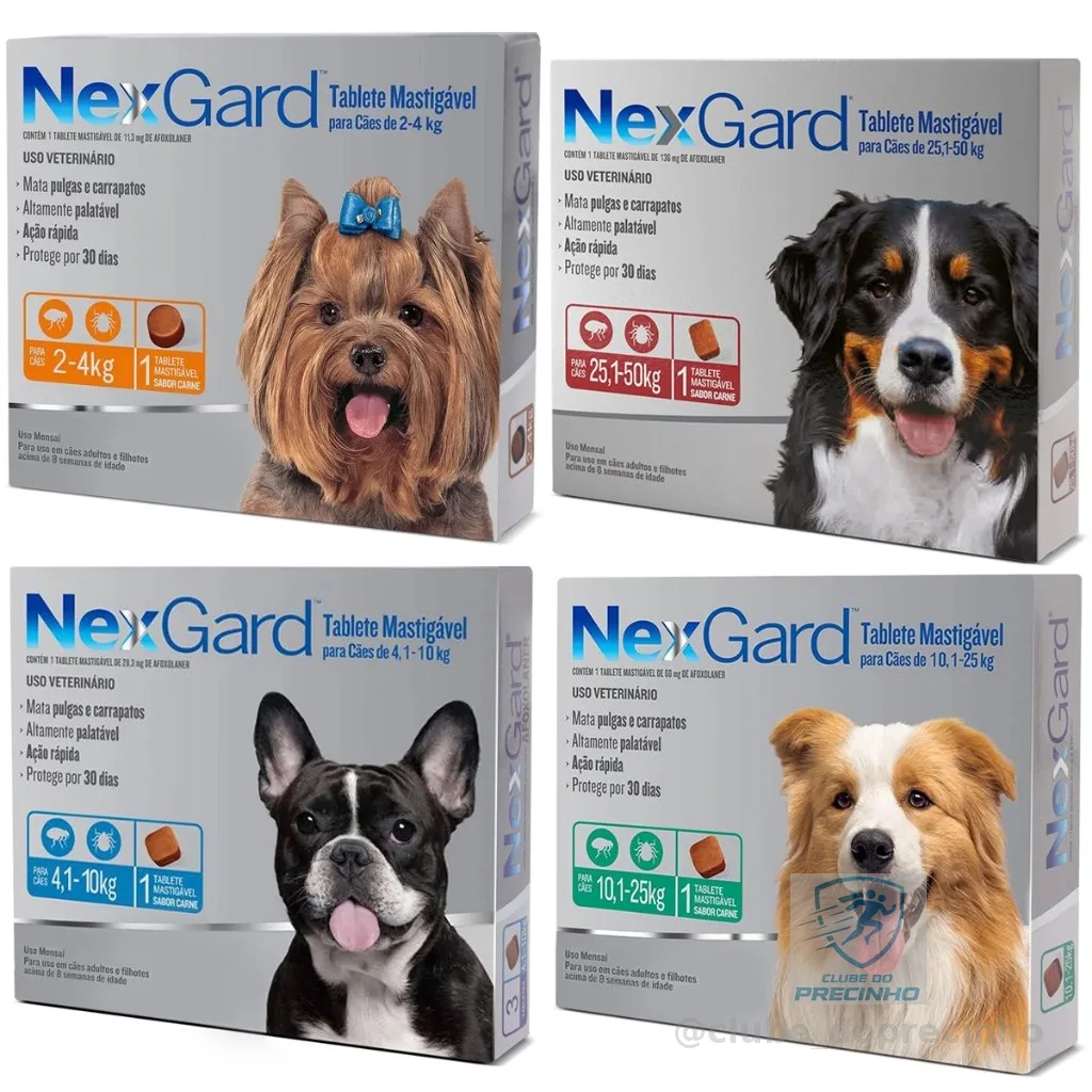 Nexgard de 2kg a 50kg 1 Tablete Antipulgas e Carrapatos Para Cachorro