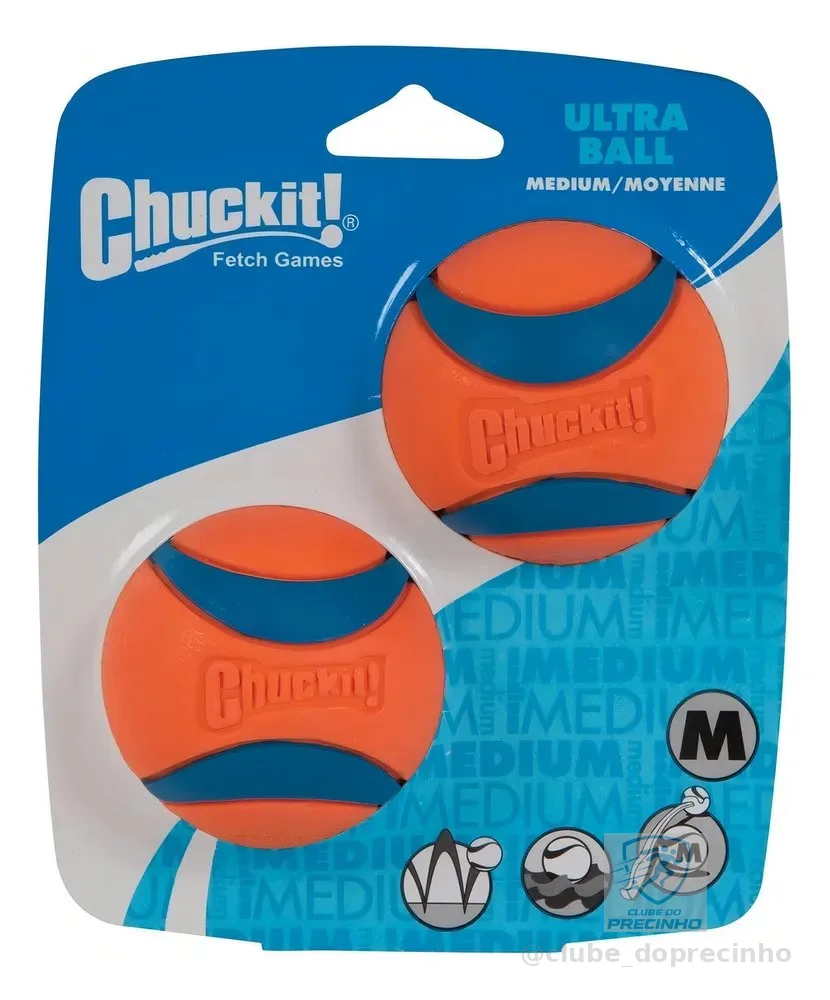 Bola Chuckit! Ultra Ball Cachorro Borracha Resistente Tamanho M 2 Unidades