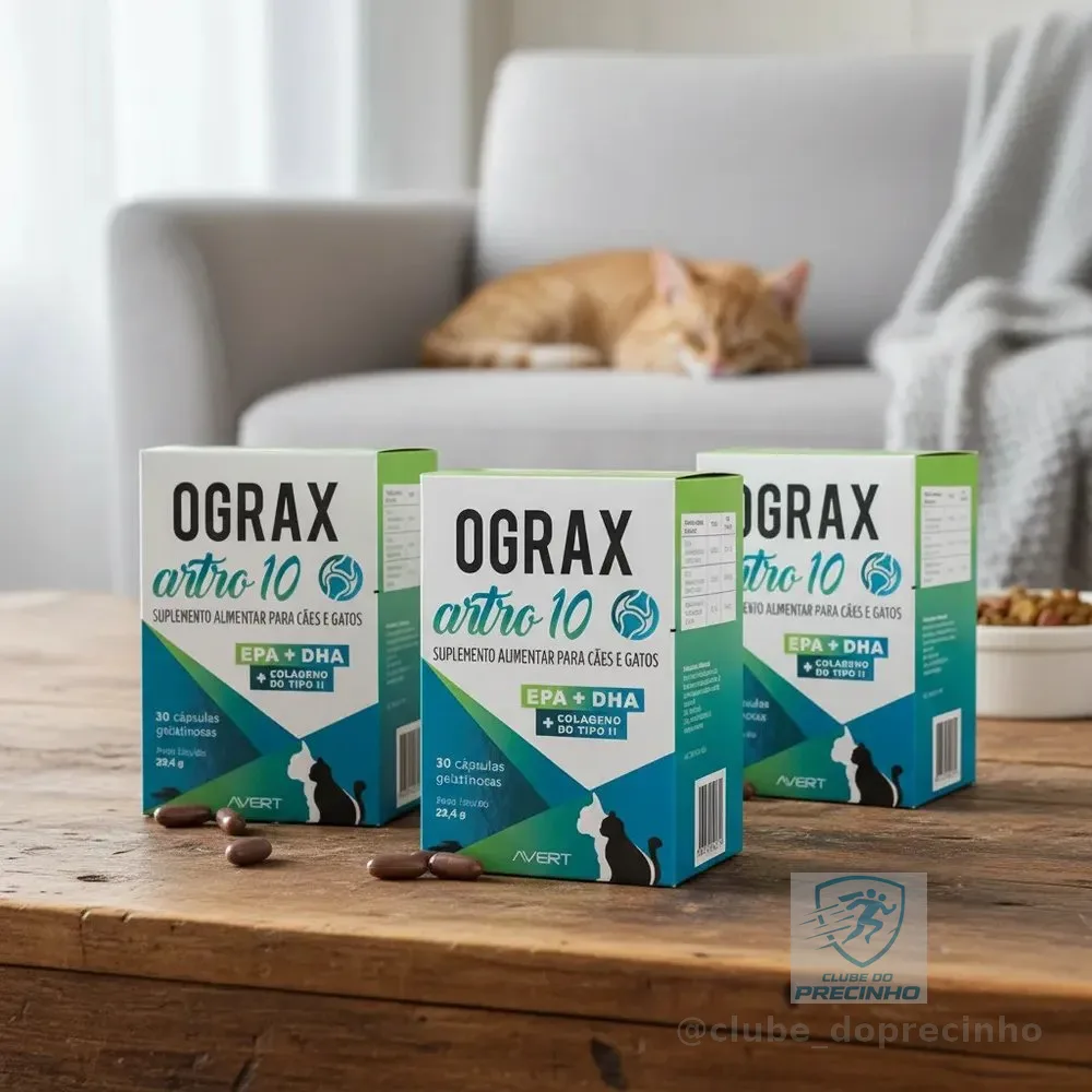 Kit 3 Ograx Artro 10 Suplemento Para Cães Cão Gatos 30 Cap