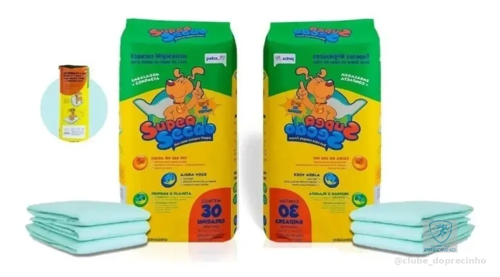 Kit Com 2 Tapetes Higiênico 80x60cm Super Secão 30un  Petix Branco