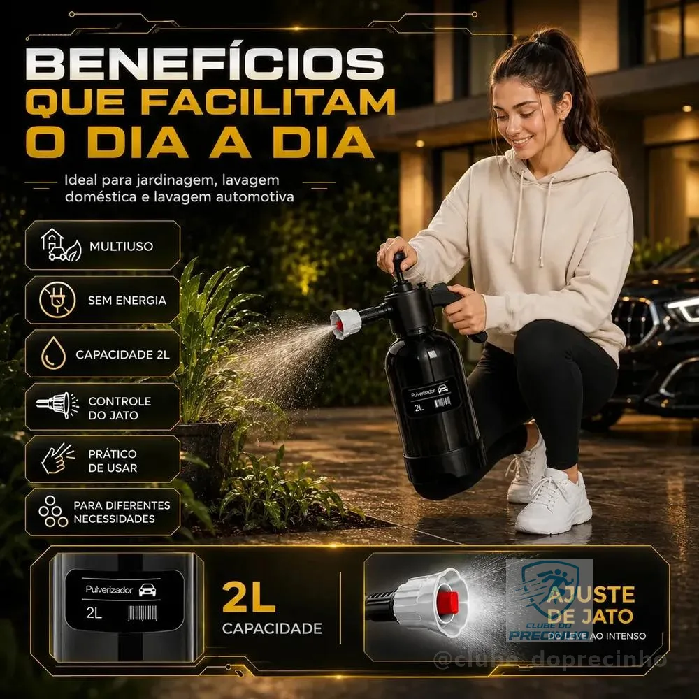Pulverizador Manual 2 L Snow Foam Profissional Com 3 Bicos para Espuma Ativa