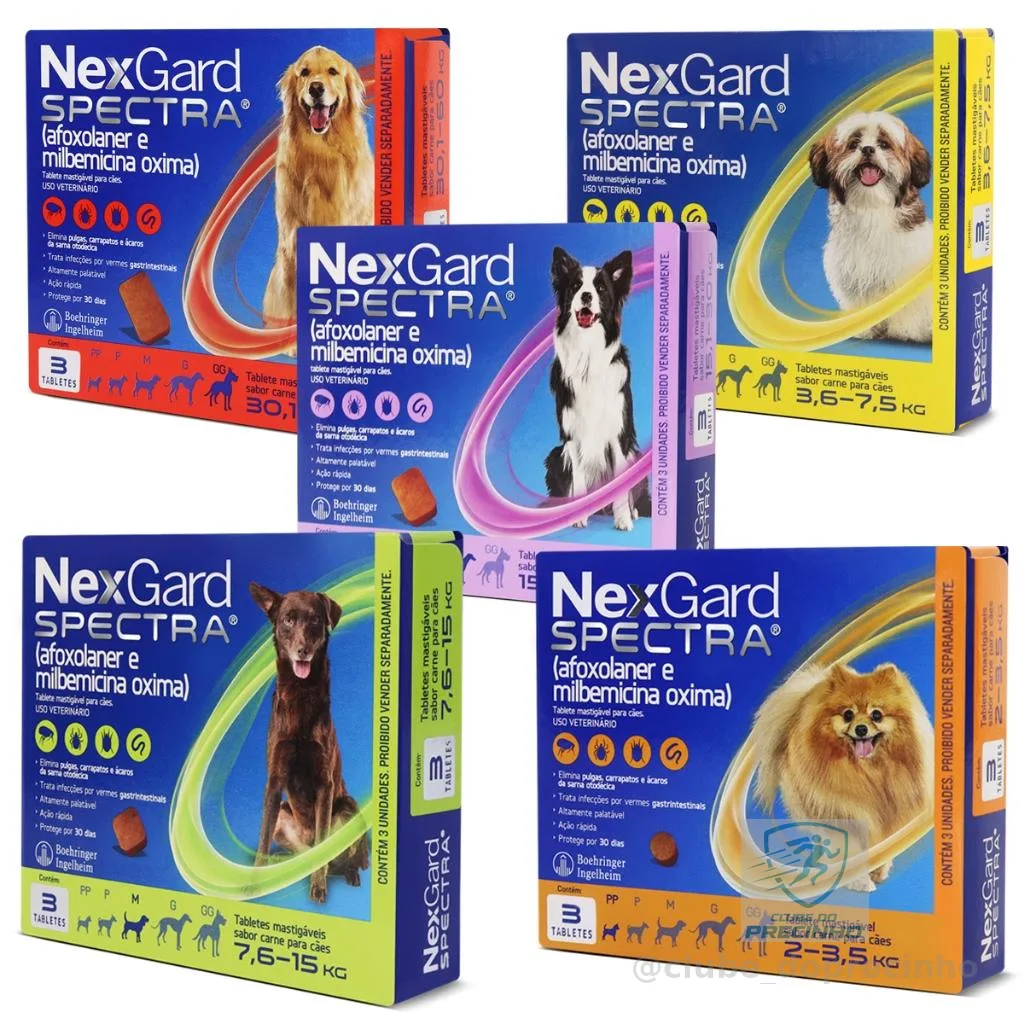Nexgard Spectra Cães de 2 a 60kg c/ 3 Tabletes Antipulgas e Carrapatos Para Cachorro