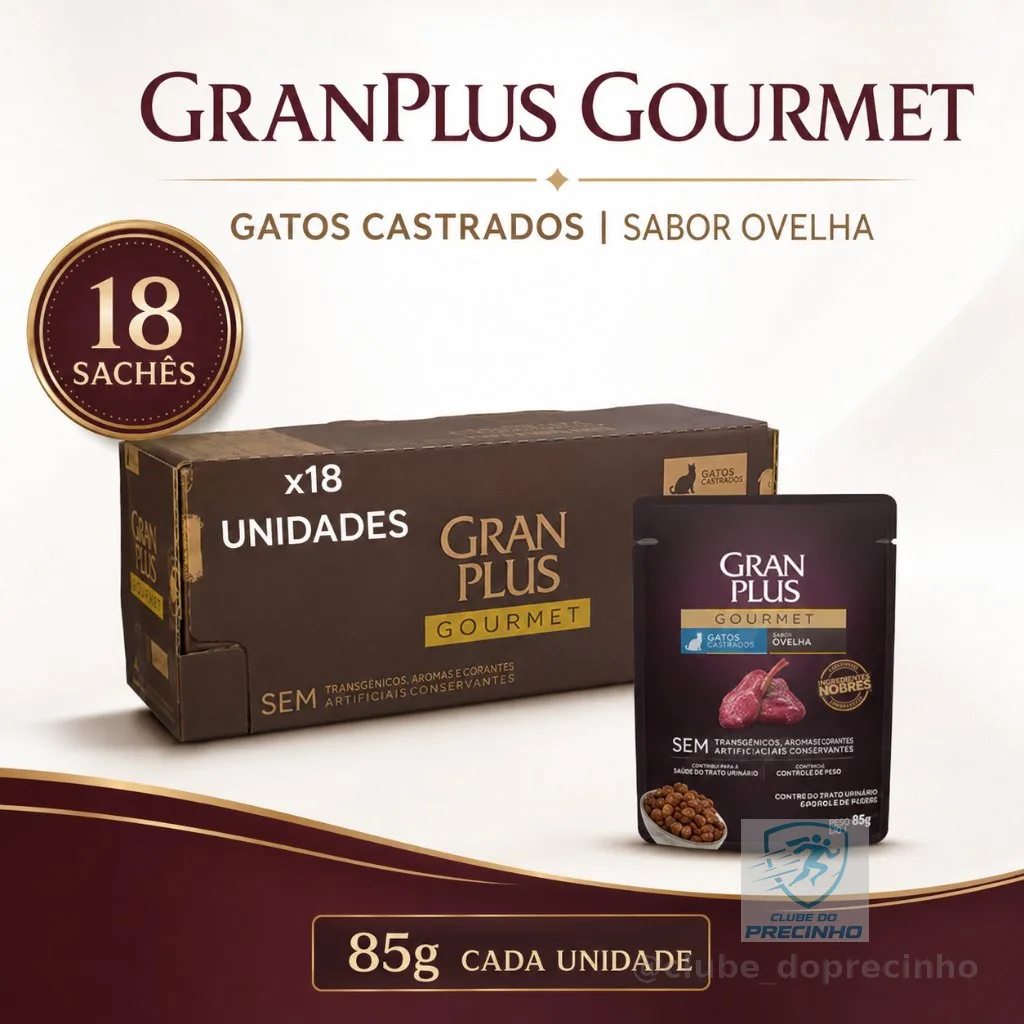GranPlus Gourmet Gatos Castrados Ovelha 18 Sachês 85g - Envio Imediato