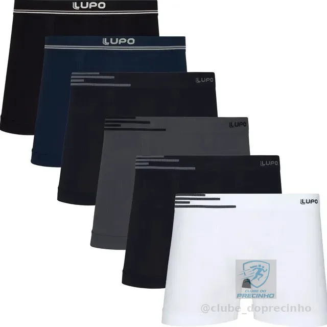 Kit 6 Cuecas Lupo Boxer Box Sem Costura Basic Microfibra