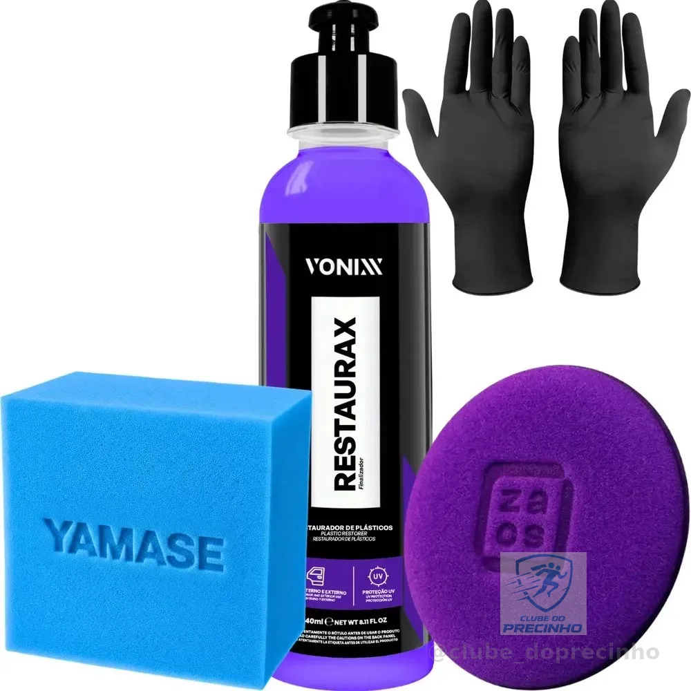 Kit Restaurax Renova Plástico Aplicador Zacs Luva Nitrílica Cor Roxo