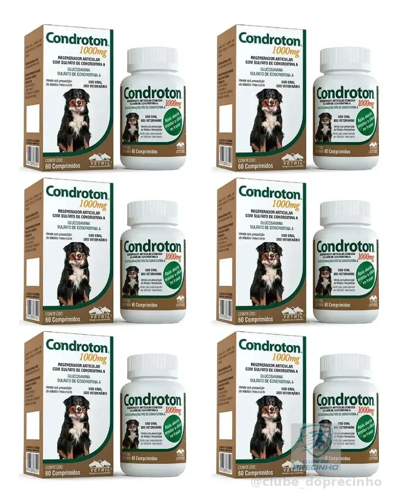 6 Condroton Regenerador Articular Vetnil Comprimidos 1000mg