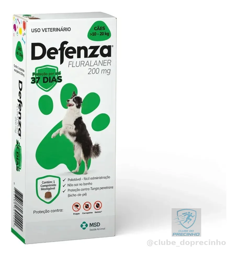 Antipulgas e Carrapatos Defenza Fluralaner Cães 10-20kg 1 Comprimido