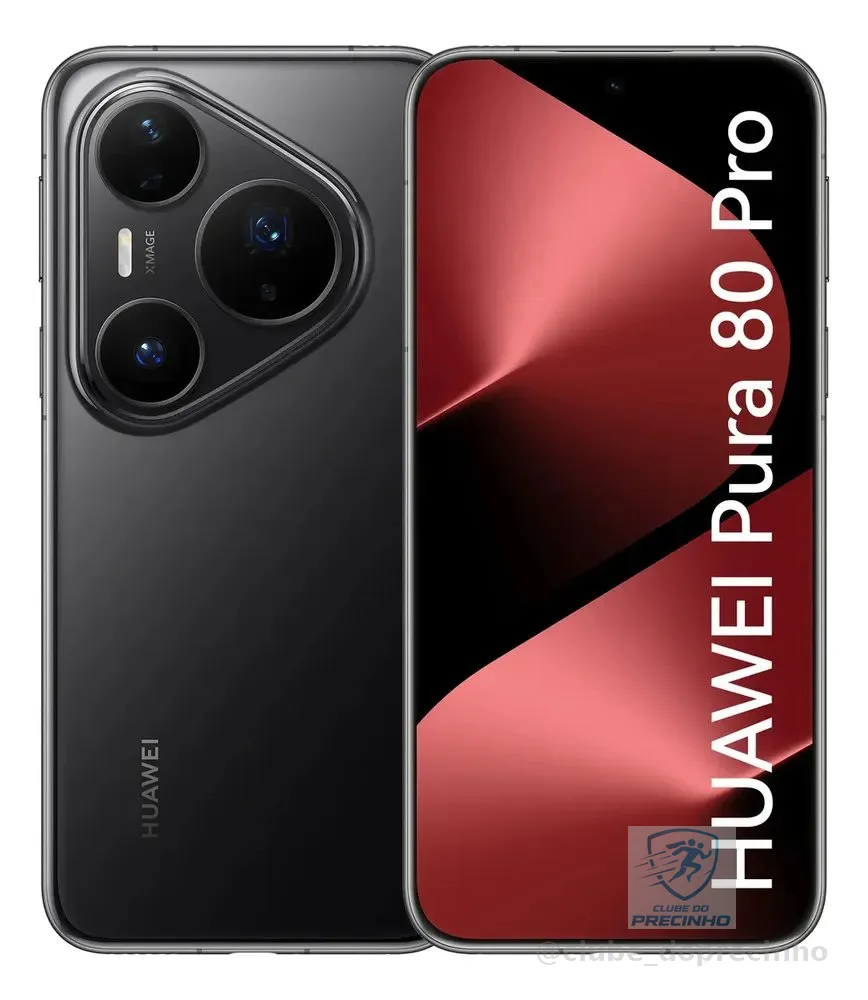 Smartphone HUAWEI Pura 80 Pro 12GB+512GB Câmera Ultra-iluminação de 1 Polegada Câmera Teleobjetiva Macro Ultra-iluminação Cancelamento de Ruído por IA 5.17 Ah Dual SuperCharge Celular Preto