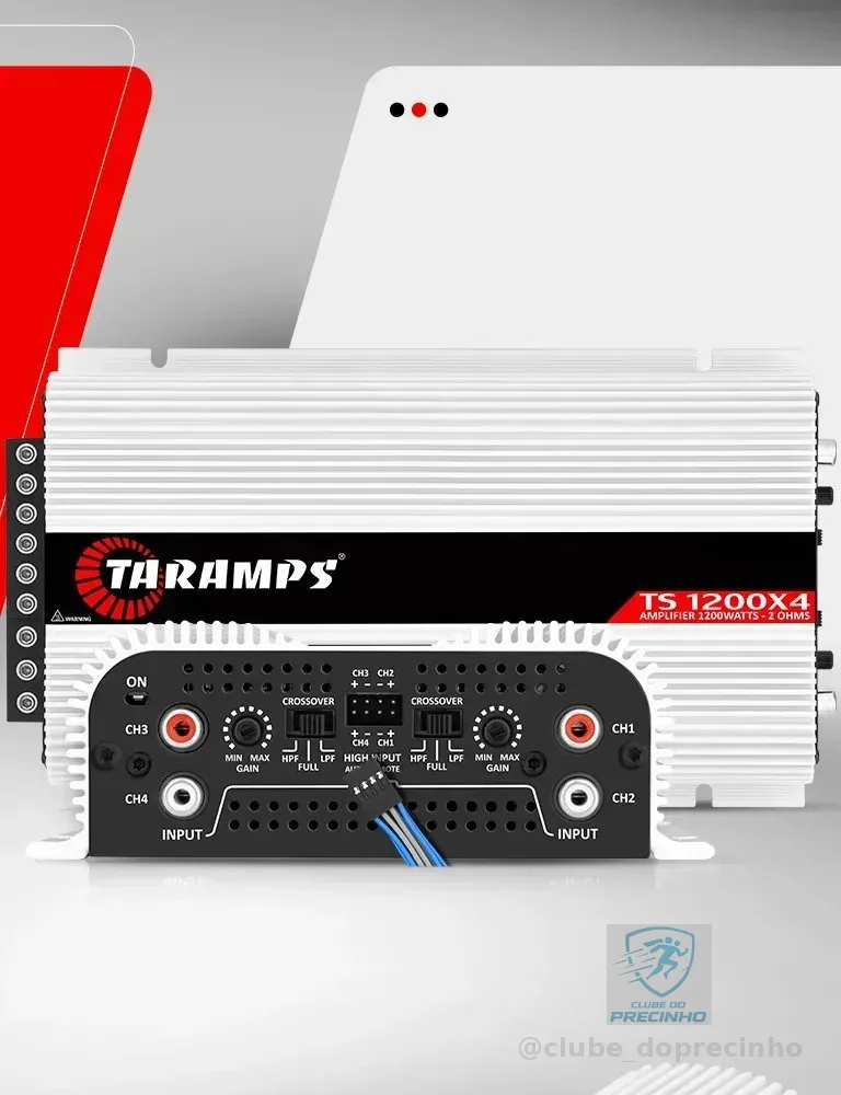 Amplificador Taramps TS 1200X4 1200W de Potência 4 Canais Estéreo para Som Automotivo